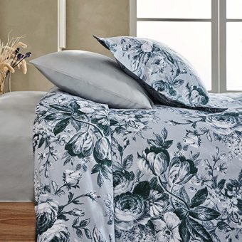 Marie Claire Pamuk Ranforce Dört Mevsim 160 x 220 cm Çiçekli Tek Kişilik Nevresim Takımı Gri
