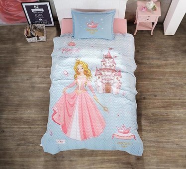 Clasy Pamuk Ranforce Dört Mevsim 180 x 230 cm Prenses Tek Kişilik Nevresim Takımı Mavi