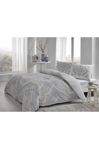 Taç Ranforce Dört Mevsim 160 x 220 cm Geometrik Tek Kişilik Nevresim Takımı Kahverengi