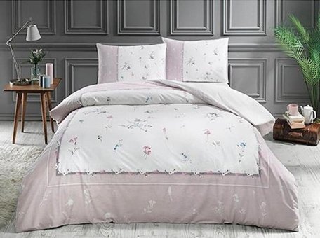 Özdilek Pamuk Kışlık 160 x 220 cm Çiçekli Tek Kişilik Nevresim Takımı Pudra