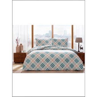 Taç Pamuk Dört Mevsim 160 x 220 cm Lastikli Desenli Tek Kişilik Nevresim Takımı Mavi