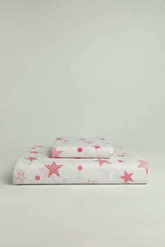 Favora Pamuk Dört Mevsim 160 x 220 cm Geometrik Tek Kişilik Nevresim Takımı Ekru Pembe