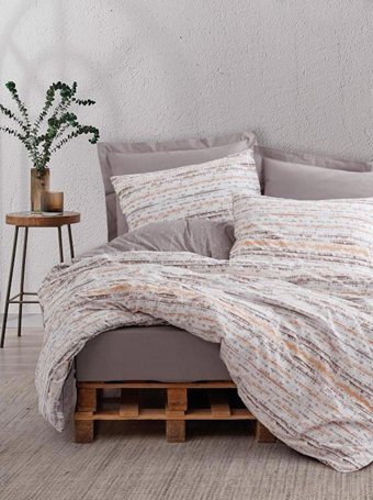 Cotton Box Ranforce Dört Mevsim 160 x 220 cm Batik Tek Kişilik Nevresim Takımı Vizon