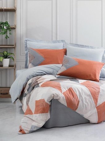 Cotton Box Modeline Ranforce Dört Mevsim 160 x 220 cm Geometrik Tek Kişilik Nevresim Takımı Mavi