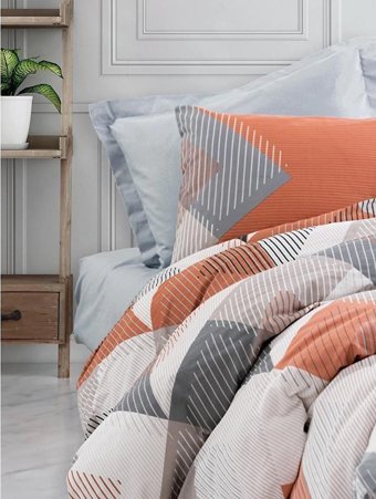 Cotton Box Modeline Ranforce Dört Mevsim 160 x 220 cm Geometrik Tek Kişilik Nevresim Takımı Mavi