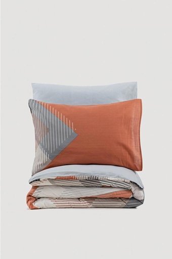 Cotton Box Modeline Ranforce Dört Mevsim 160 x 220 cm Geometrik Tek Kişilik Nevresim Takımı Mavi