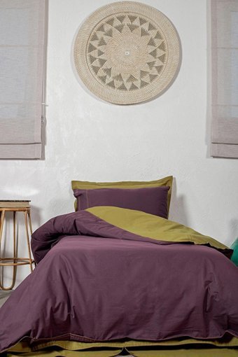 Ecocotton Pamuk Dört Mevsim 160 x 220 cm Düz Tek Kişilik Nevresim Takımı Mor Yeşil