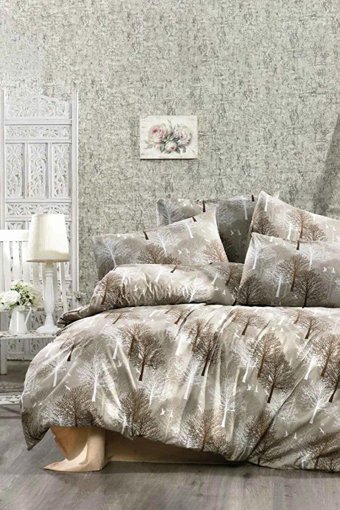 Depomaxx Pamuk Polyester Dört Mevsim 160 x 220 cm Çınar Tek Kişilik Nevresim Takımı Bej
