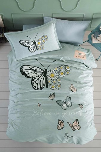 Clasy Ranforce Dört Mevsim 150 x 200 cm Doğa Tek Kişilik Nevresim Takımı Yeşil