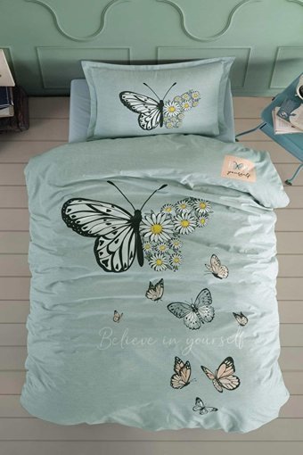 Clasy Ranforce Dört Mevsim 150 x 200 cm Doğa Tek Kişilik Nevresim Takımı Yeşil