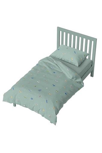 Makiteks Pamuk Dört Mevsim 160 x 220 cm Uçak Tek Kişilik Nevresim Takımı Yeşil