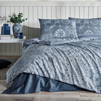 Özdilek Pamuk Polyester Kışlık 160 x 220 cm Desenli Tek Kişilik Nevresim Takımı Mavi