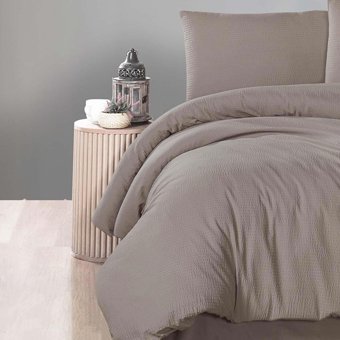 Schafer Pamuk Kışlık 160 x 220 cm Düz Tek Kişilik Nevresim Takımı Bej