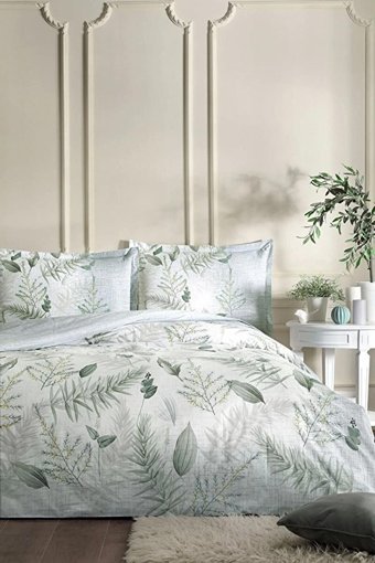 Özdilek Ranforce Kışlık 160 x 220 cm Yaprak Tek Kişilik Nevresim Takımı Yeşil