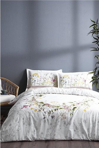 Özdilek Ranforce Kışlık 160 x 220 cm Çiçekli Tek Kişilik Nevresim Takımı Beyaz