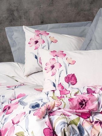 Cotton Box Ranforce Dört Mevsim 160 x 220 cm Çiçekli Tek Kişilik Nevresim Takımı Gri