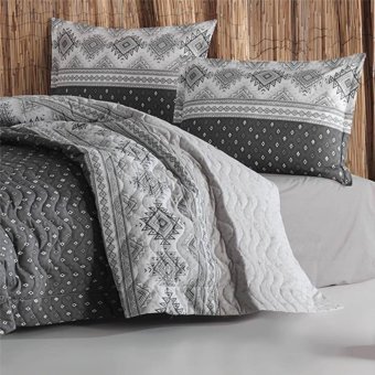 Clasy Ranforce Dört Mevsim 180 x 240 cm Şal Desen Tek Kişilik Nevresim Takımı Antrasit