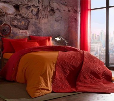 Taç Ranforce Dört Mevsim 200 x 220 cm Düz Tek Kişilik Nevresim Takımı Turuncu