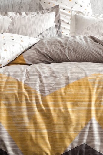 Yataş Ranforce Dört Mevsim 160 x 220 cm Geometrik Tek Kişilik Nevresim Takımı Gri