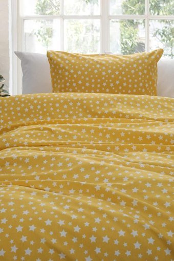 Favora Pamuk Dört Mevsim 160 x 220 cm Geometrik Tek Kişilik Nevresim Takımı Sarı