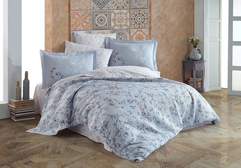 Hobby Pamuk Dört Mevsim 180 x 230 cm Çiçekli Tek Kişilik Nevresim Takımı Lacivert