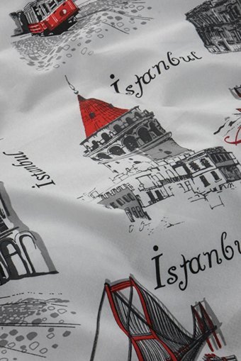 Favora Pamuk Dört Mevsim 160 x 220 cm Manzara Tek Kişilik Nevresim Takımı Antrasit Beyaz