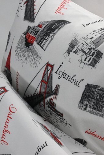 Favora Pamuk Dört Mevsim 160 x 220 cm Manzara Tek Kişilik Nevresim Takımı Antrasit Beyaz