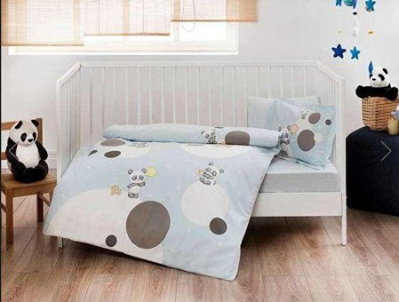 Taç Pamuk Dört Mevsim 100 x 150 cm Lastikli Bebek Çocuk Tek Kişilik Nevresim Takımı Mavi