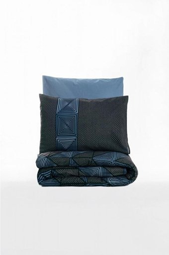 Cotton Box Pamuk Dört Mevsim 160 x 220 cm Ekoseli Tek Kişilik Nevresim Takımı Mavi Siyah