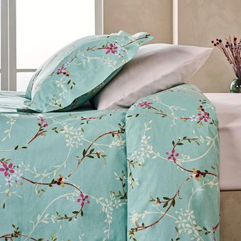 Marie Claire Pamuk Ranforce Dört Mevsim 160 x 220 cm Çiçekli Tek Kişilik Nevresim Takımı Yeşil