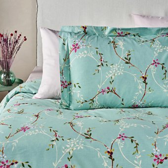 Marie Claire Pamuk Ranforce Dört Mevsim 160 x 220 cm Çiçekli Tek Kişilik Nevresim Takımı Yeşil