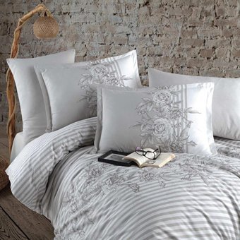 Clasy Ranforce Kışlık 160 x 220 cm Doğa Tek Kişilik Nevresim Takımı Gri