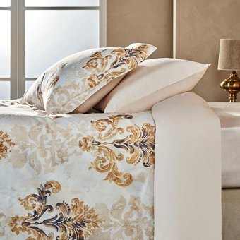 Marie Claire Pamuk Saten Dört Mevsim 160 x 220 cm Desenli Tek Kişilik Nevresim Takımı Krem