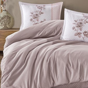 Clasy Pamuk Dört Mevsim 200 x 220 cm Çizgili Tek Kişilik Nevresim Takımı Kahverengi