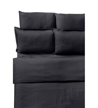 Clasy Pamuk Saten Kışlık 160 x 220 cm Çizgili Tek Kişilik Nevresim Takımı Siyah