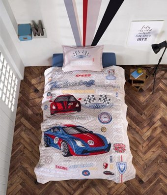 Clasy Pamuk Ranforce Dört Mevsim 160 x 220 cm Araba Tek Kişilik Nevresim Takımı Mavi