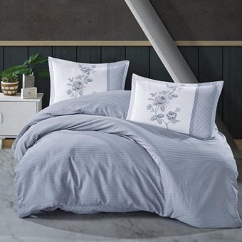 Clasy Pamuk Dört Mevsim 160 x 220 cm Çizgili Tek Kişilik Nevresim Takımı Mavi