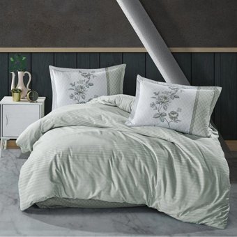 Clasy Pamuk Dört Mevsim 160 x 220 cm Çizgili Tek Kişilik Nevresim Takımı Yeşil