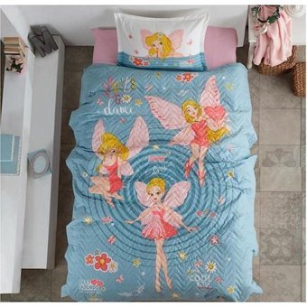 Clasy Pamuk Dört Mevsim 180 x 230 cm Çizgi Kahraman Tek Kişilik Nevresim Takımı Mavi