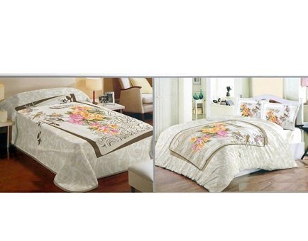 Merinos Pamuk Dört Mevsim 200 x 220 cm Çiçekli Çift Kişilik Nevresim Takımı Yavruağzı