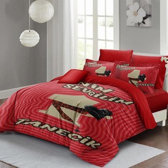Mono Home Pamuk Saten Dört Mevsim 200 x 220 cm 3D Çift Kişilik Nevresim Takımı Bej Kırmızı