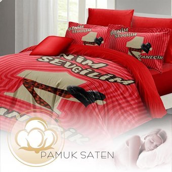 Mono Home Pamuk Saten Dört Mevsim 200 x 220 cm 3D Çift Kişilik Nevresim Takımı Bej Kırmızı