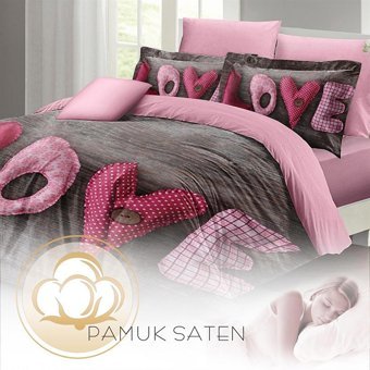 Mono Home Pamuk Saten Dört Mevsim 200 x 220 cm 3D Çift Kişilik Nevresim Takımı Gri Pembe