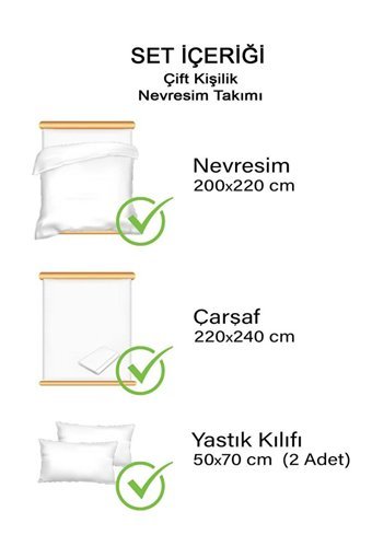 Vionel Home Pamuk Dört Mevsim 200 x 220 cm Çiçekli Çift Kişilik Nevresim Takımı Krem Turuncu