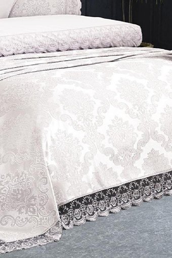 Çeyiz Diyarı Pamuk Saten Dört Mevsim 200 x 220 cm Etnik Çift Kişilik Nevresim Takımı Krem