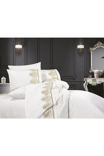 La Lady Arus Pamuk Dört Mevsim 200 x 220 cm Etnik Çift Kişilik Nevresim Takımı Cappuccino