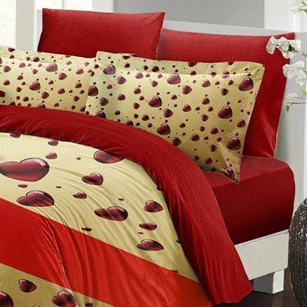 Mono Home Pamuk Saten Dört Mevsim 200 x 220 cm 3D Çift Kişilik Nevresim Takımı Kırmızı