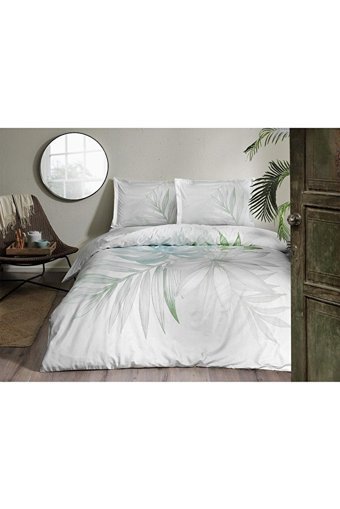 Taç Saten Kışlık 200 x 220 cm Yaprak Çift Kişilik Nevresim Takımı Yeşil