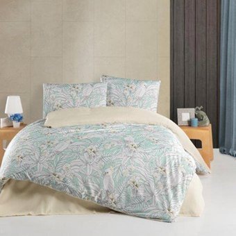 Ar Yıldız Saten Dört Mevsim 200 x 220 cm Modern Çift Kişilik Nevresim Takımı Yeşil
