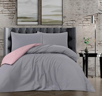 La Lady Arus Pamuk Dört Mevsim 200 x 220 cm Çift Taraflı Çift Kişilik Nevresim Takımı Gri Pudra